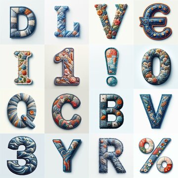 Fabric patches lettering. AI generated illustration