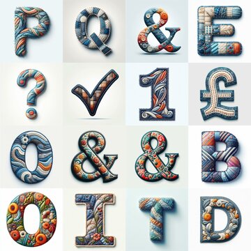 Fabric patches lettering. AI generated illustration