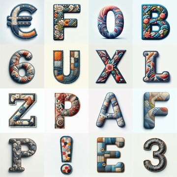 Fabric patches lettering. AI generated illustration