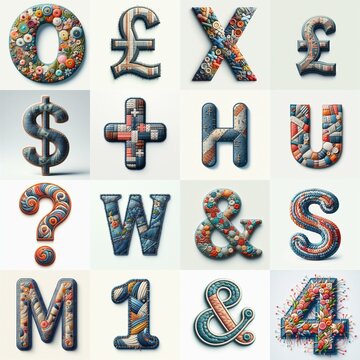 Fabric patches lettering. AI generated illustration