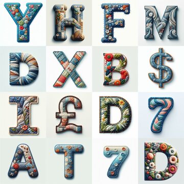Fabric patches lettering. AI generated illustration