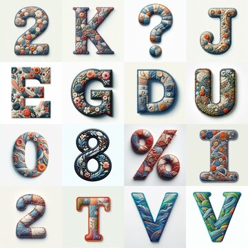 Fabric patches lettering. AI generated illustration