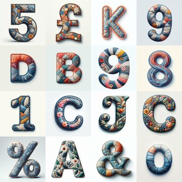 Fabric patches lettering. AI generated illustration