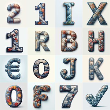 Fabric patches lettering. AI generated illustration