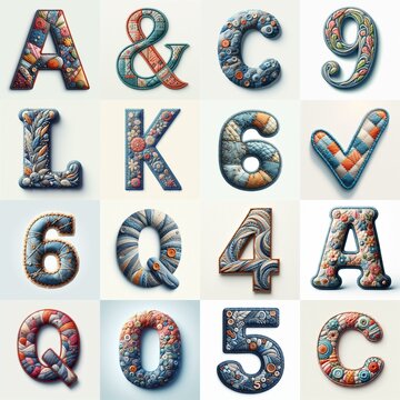 Fabric patches lettering. AI generated illustration