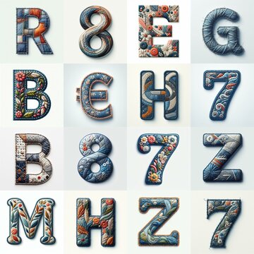 Fabric patches lettering. AI generated illustration