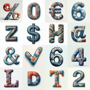 Fabric patches lettering. AI generated illustration