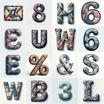 Fabric patches lettering. AI generated illustration