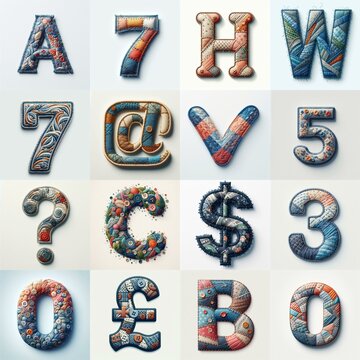 Fabric patches lettering. AI generated illustration