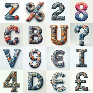 Fabric patches lettering. AI generated illustration