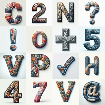 Fabric patches lettering. AI generated illustration
