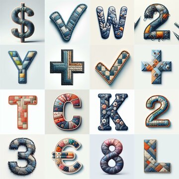 Fabric patches lettering. AI generated illustration