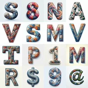 Fabric patches lettering. AI generated illustration