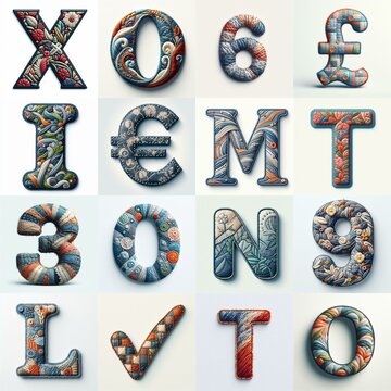 Fabric patches lettering. AI generated illustration