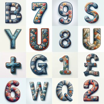 Fabric patches lettering. AI generated illustration