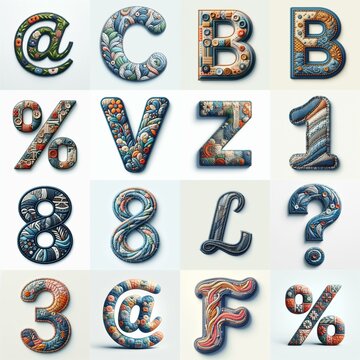 Fabric patches lettering. AI generated illustration