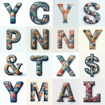Fabric patches lettering. AI generated illustration