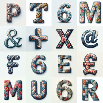 Fabric patches lettering. AI generated illustration