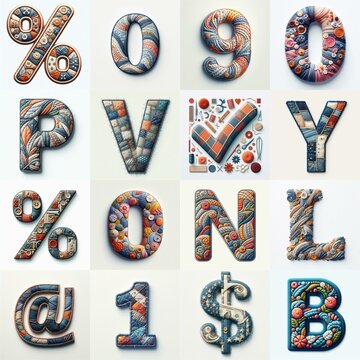 Fabric patches lettering. AI generated illustration