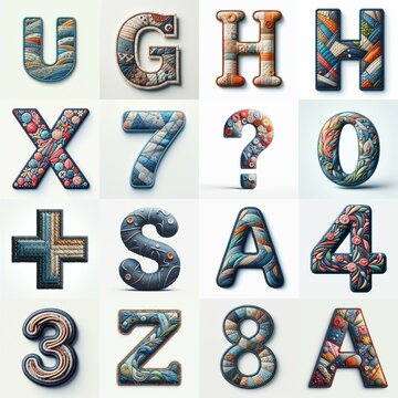Fabric patches lettering. AI generated illustration