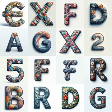 Fabric patches lettering. AI generated illustration