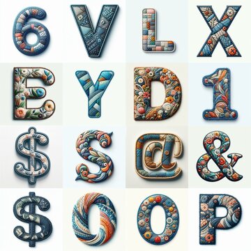 Fabric patches lettering. AI generated illustration