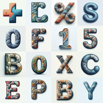 Fabric patches lettering. AI generated illustration