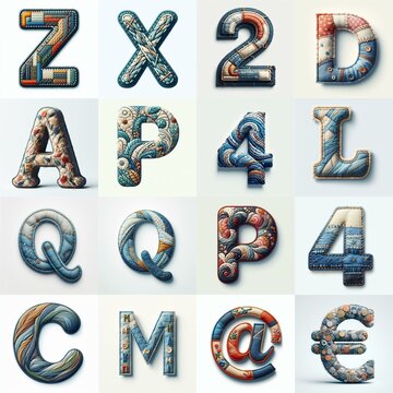 Fabric patches lettering. AI generated illustration