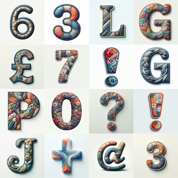 Fabric patches lettering. AI generated illustration