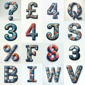 Fabric patches lettering. AI generated illustration