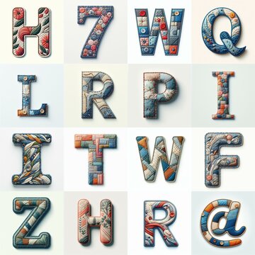 Fabric patches lettering. AI generated illustration