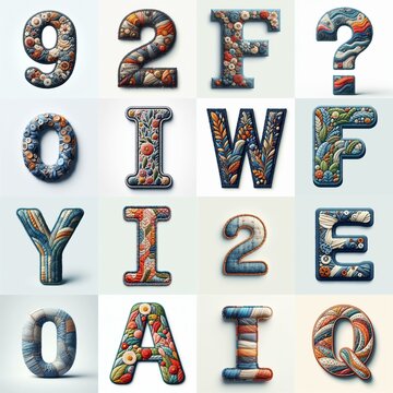 Fabric patches lettering. AI generated illustration