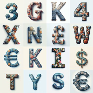 Fabric patches lettering. AI generated illustration