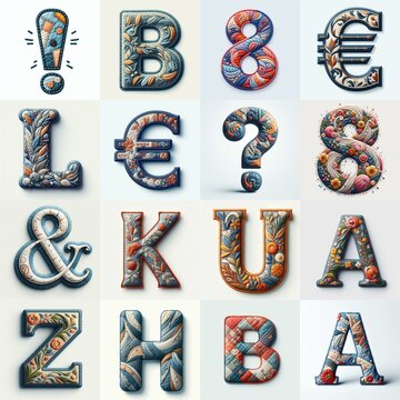 Fabric patches lettering. AI generated illustration