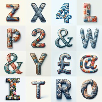 Fabric patches lettering. AI generated illustration