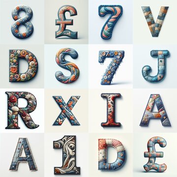 Fabric patches lettering. AI generated illustration