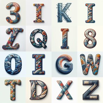 Fabric patches lettering. AI generated illustration
