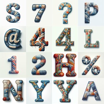Fabric patches lettering. AI generated illustration