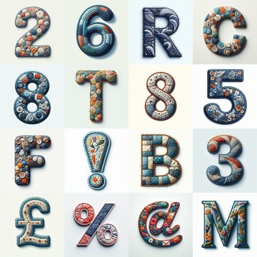 Fabric patches lettering. AI generated illustration