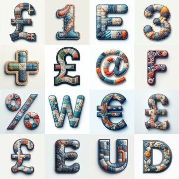 Fabric patches lettering. AI generated illustration