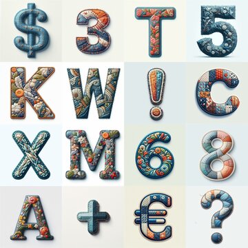 Fabric patches lettering. AI generated illustration