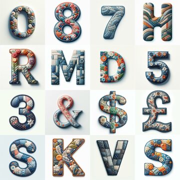 Fabric patches lettering. AI generated illustration