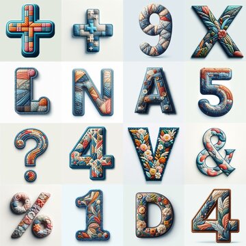 Fabric patches lettering. AI generated illustration