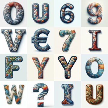Fabric patches lettering. AI generated illustration