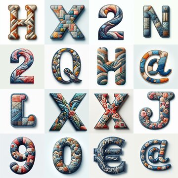 Fabric patches lettering. AI generated illustration