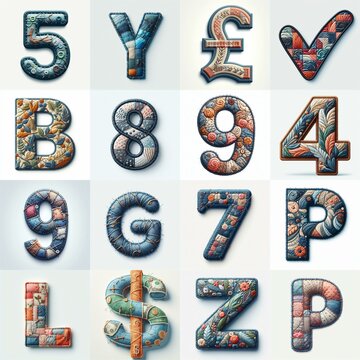Fabric patches lettering. AI generated illustration