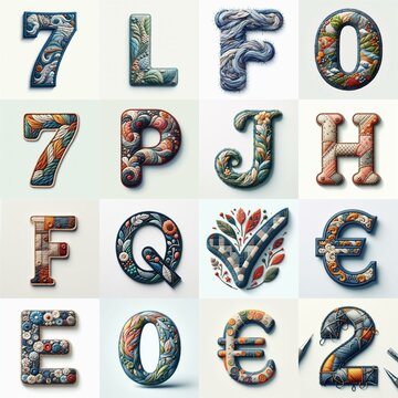 Fabric patches lettering. AI generated illustration