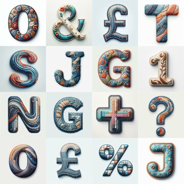 Fabric patches lettering. AI generated illustration