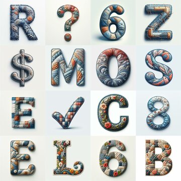 Fabric patches lettering. AI generated illustration