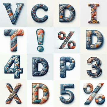 Fabric patches lettering. AI generated illustration